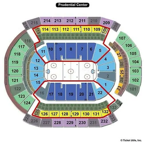 New Jersey Devils - Prudential Center mapa de assentos