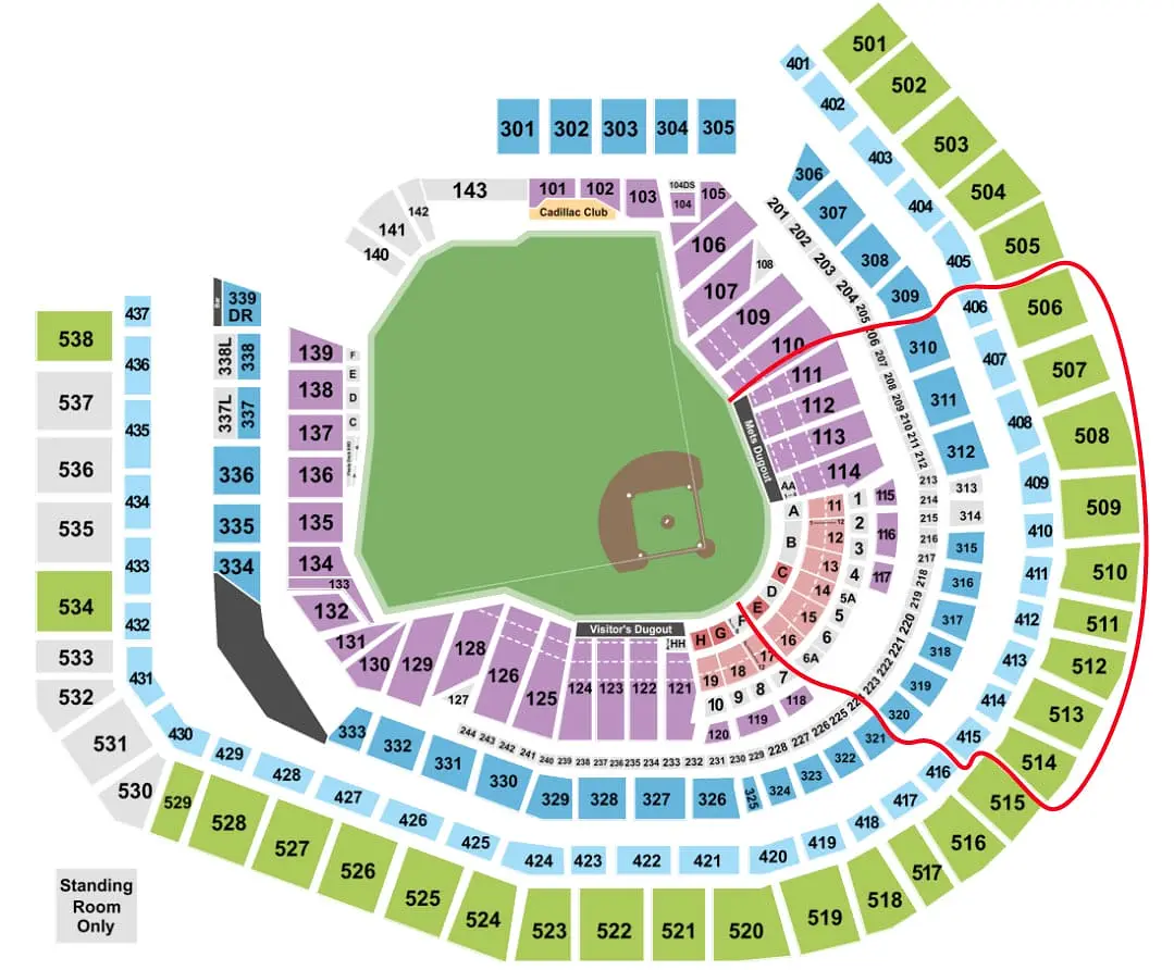 Ingressos para o New York Mets - Mapa de assentos do Citi Field