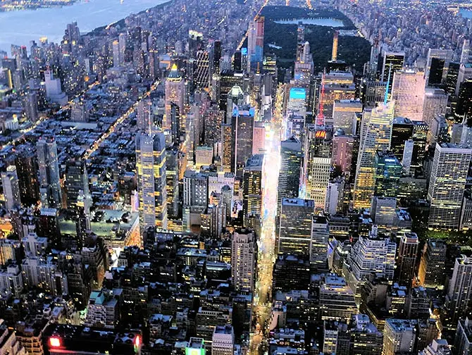 Passeio de helicóptero noturno em Nova York - Times Square