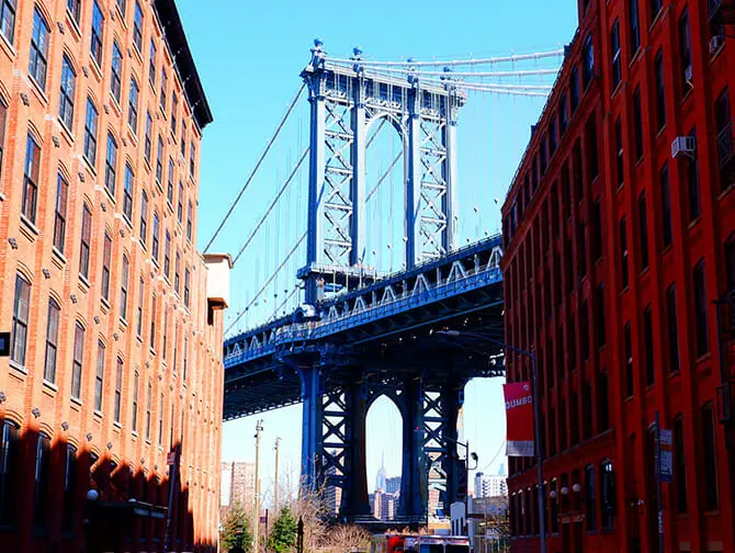 Rotas de caminhada em Nova York - Impress&atilde;o da ponte DUMBO-Brooklyn
