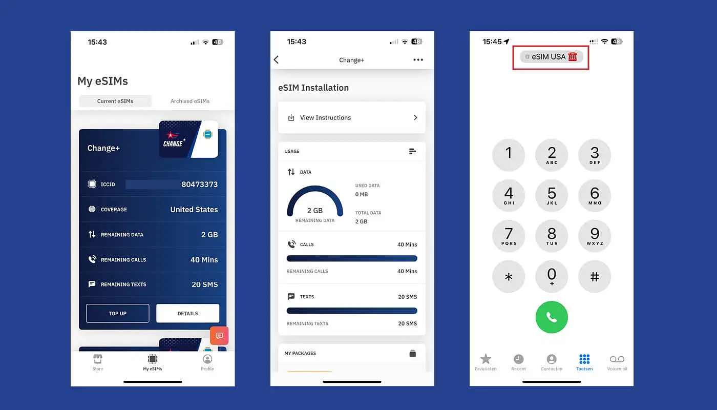 Compra de um eSIM para os EUA com dados, chamadas e mensagens - Geral