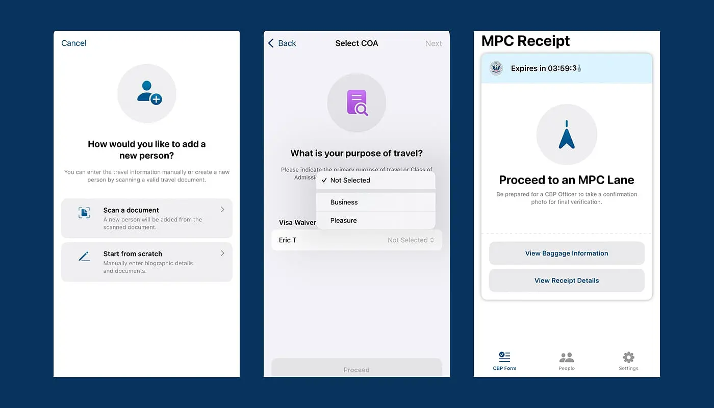 Mobile Passport Control (MPC) App para Nova York - Passos