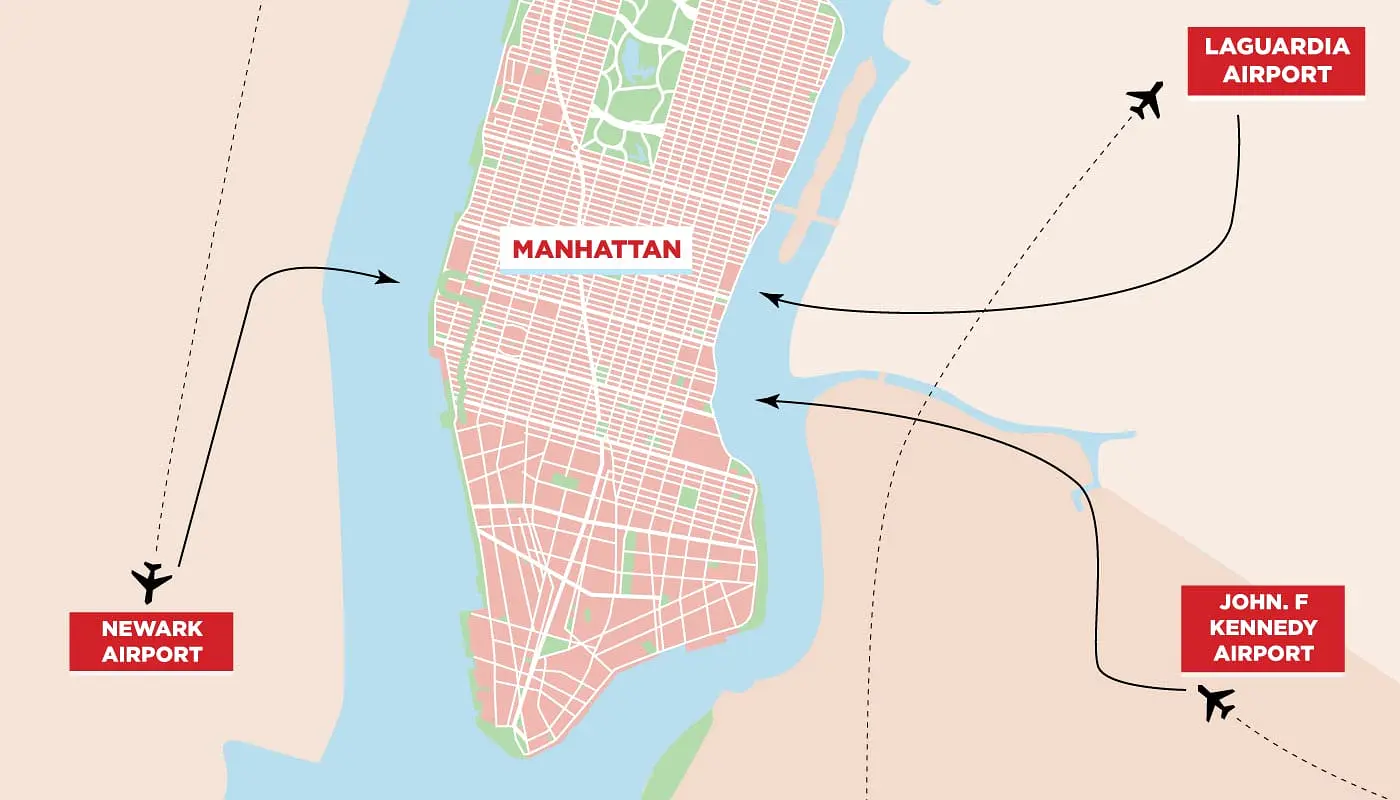 Aeroportos de Nova York - Mapa