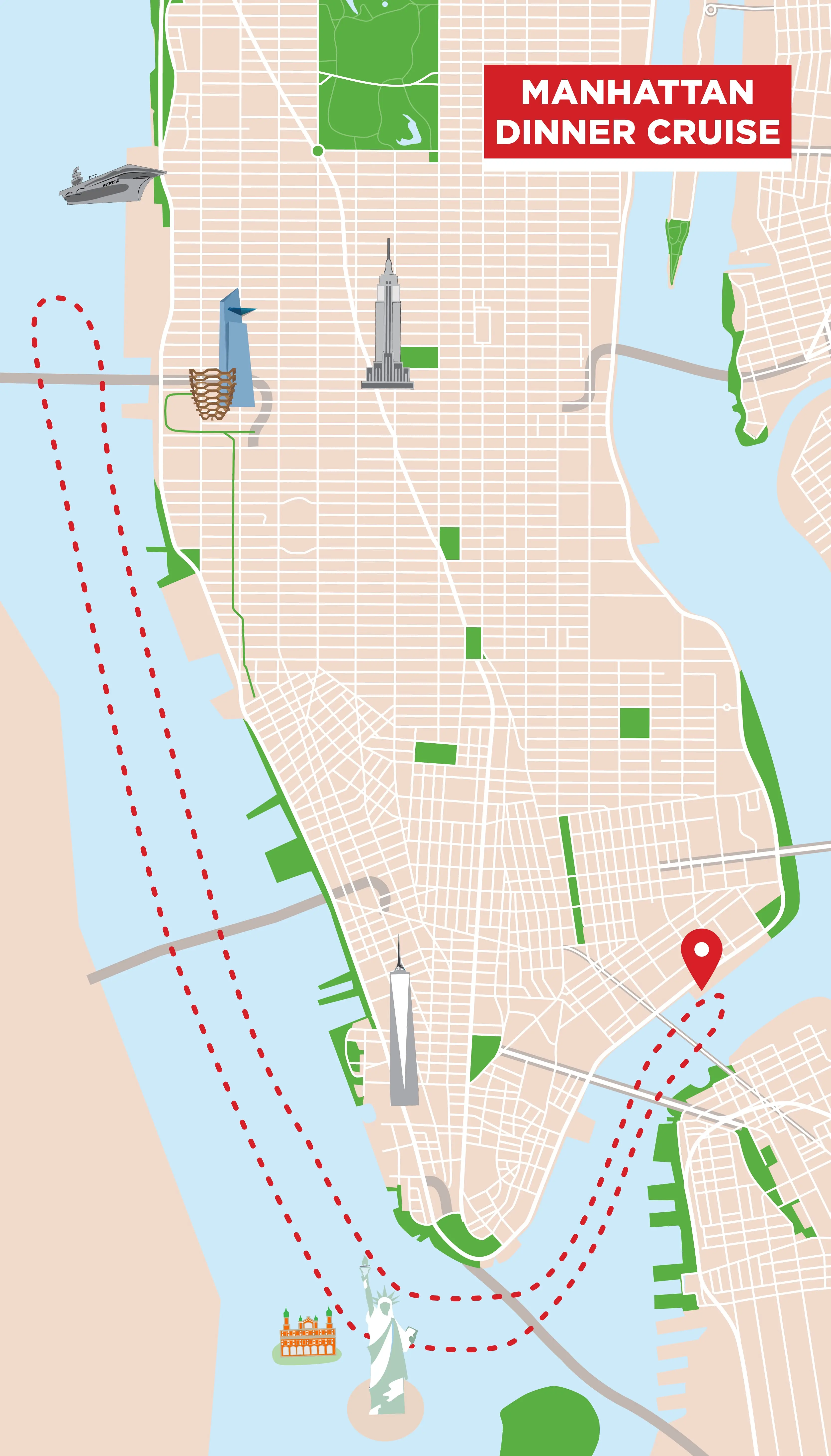 Cruzeiro com jantar em Manhattan em Nova York - Mapa da rota