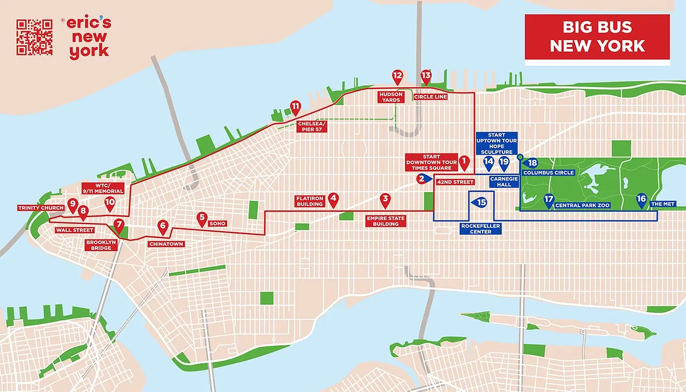 Big Bus em Nova York - Mapa