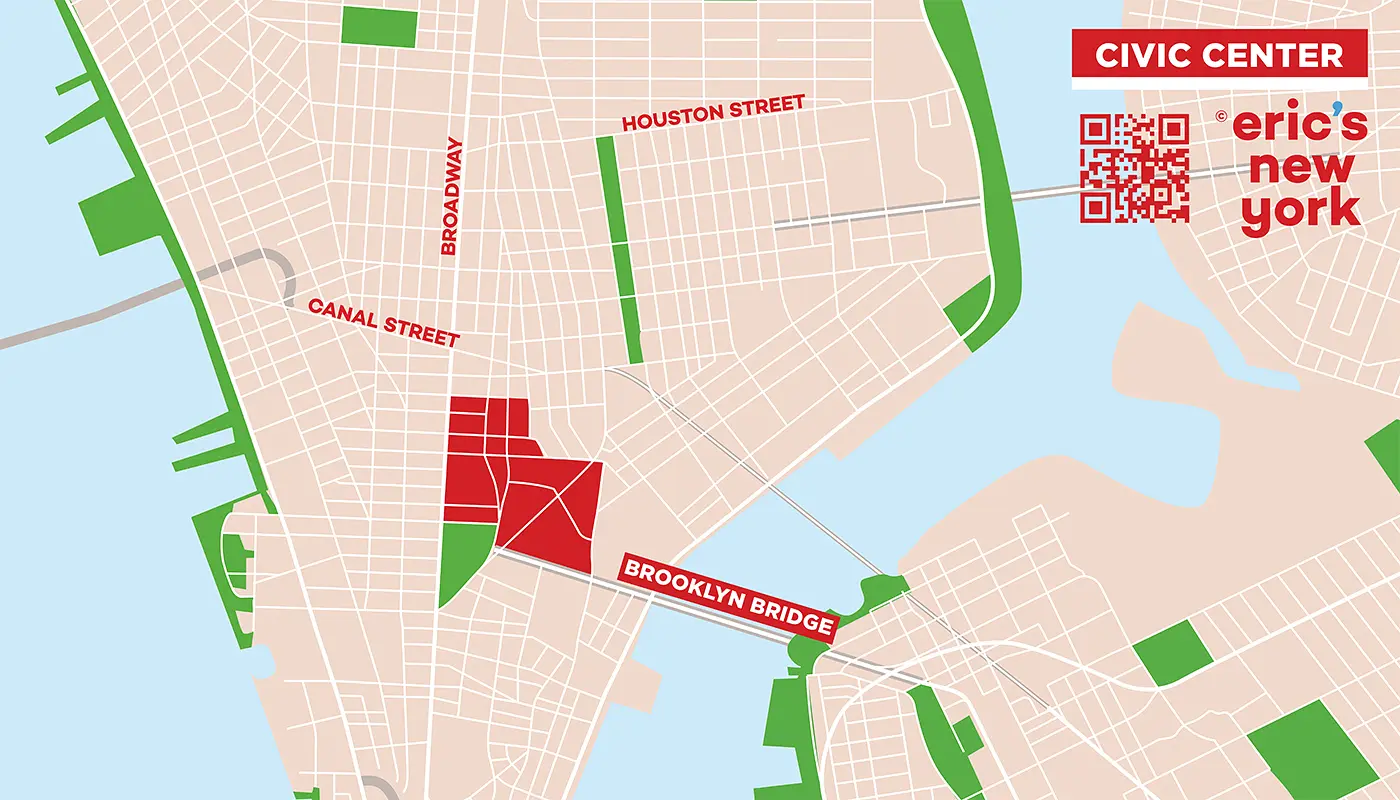 Civic Center em Nova York - Mapa Gratuito
