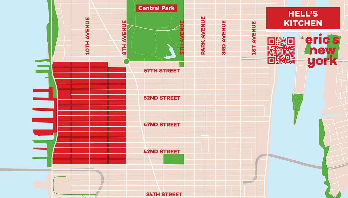 Hell's Kitchen em Nova York - Mapa Gratuito