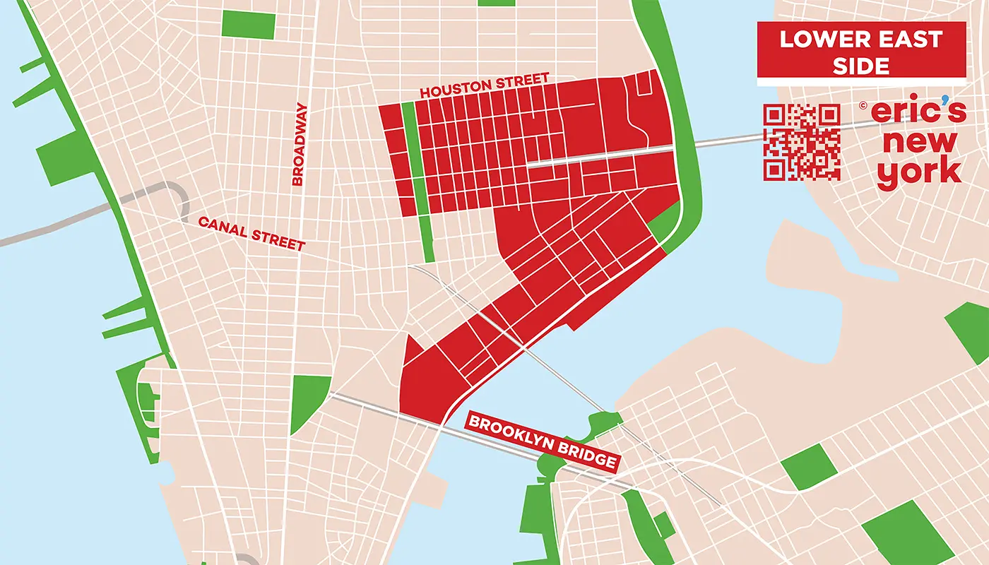 Lower East Side em Nova York - Mapa Gratuito