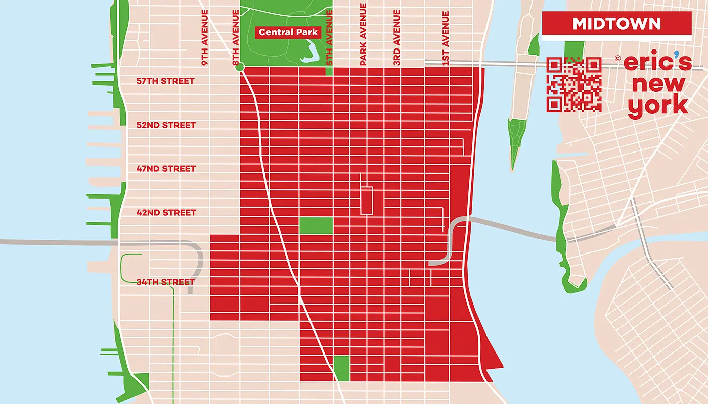 Midtown Manhattan em Nova York - Mapa Gratuito