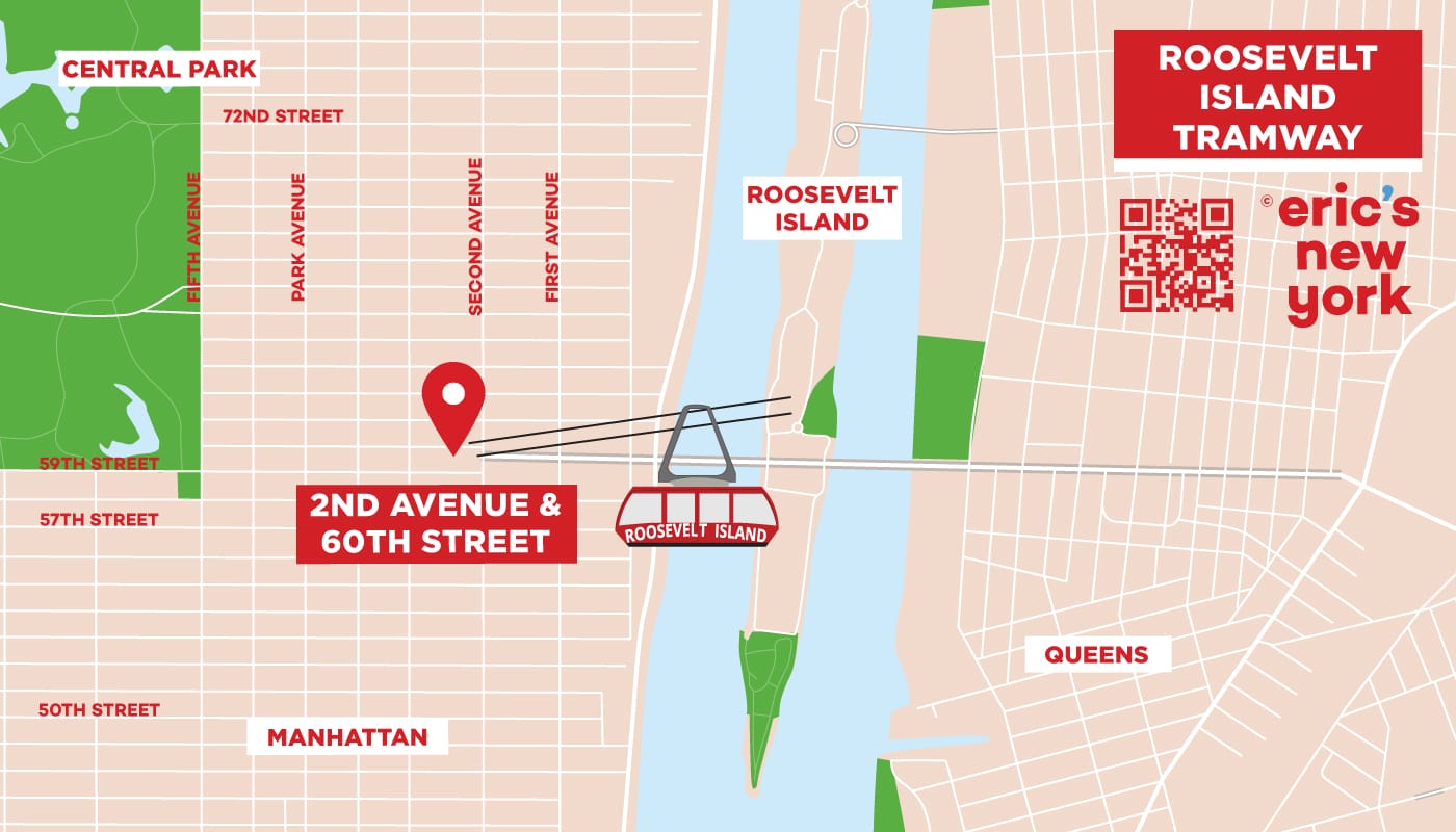 Roosevelt Island Tram – Teleférico em Nova York mapa 1