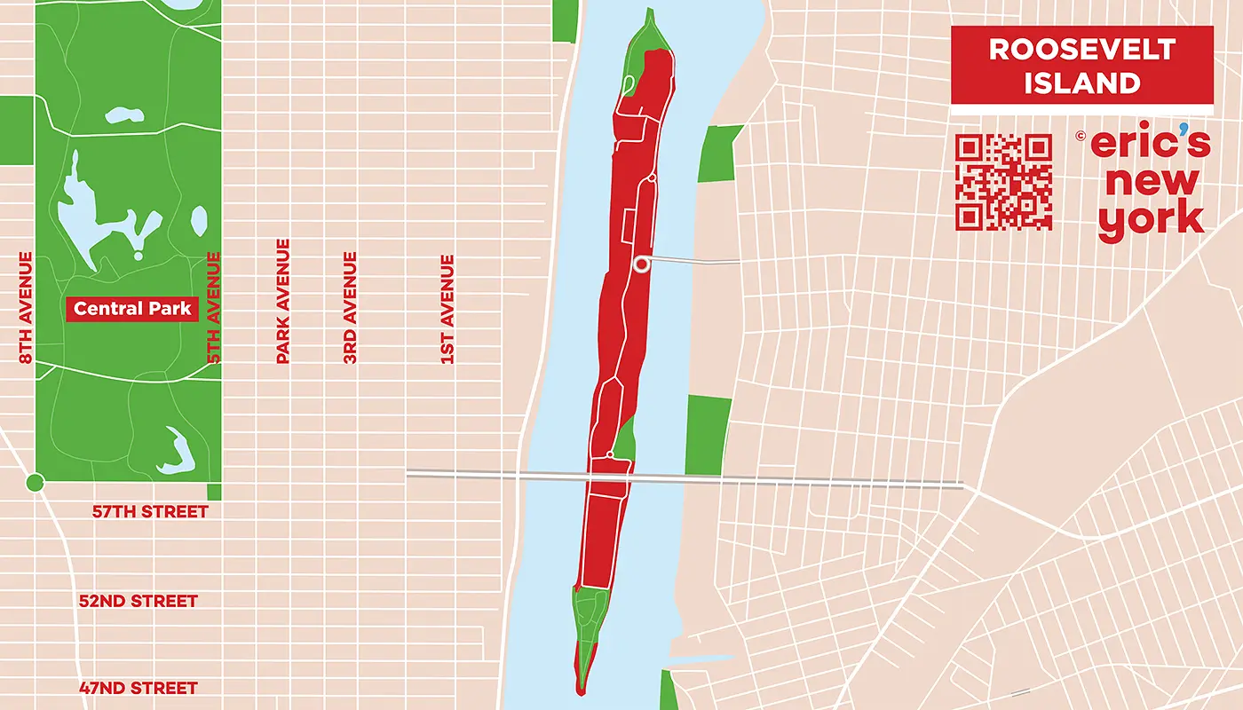Roosevelt Island em Nova York - Mapa Gratuito