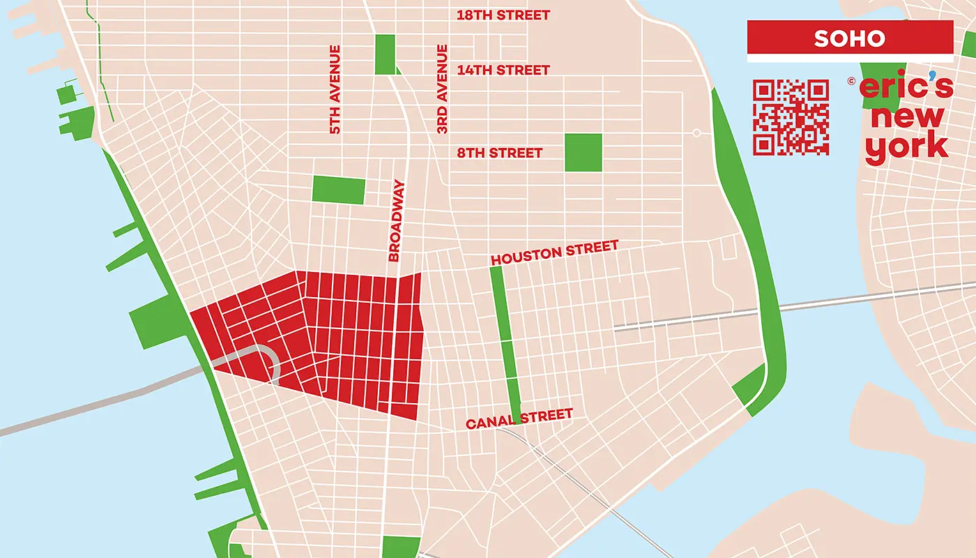 SoHo em Nova York - Mapa Gratuito