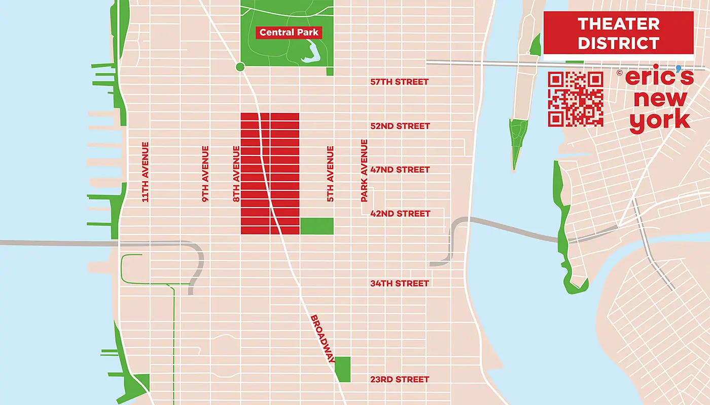 Theater District em Nova York - Mapa Gratuito