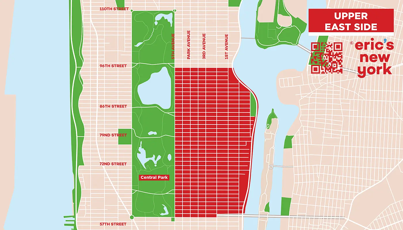 Upper East Side em Nova York - Mapa Gratuito