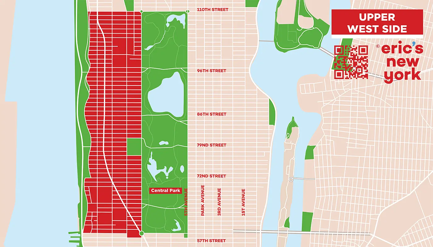 Upper West Side em Nova York - Mapa Gratuito