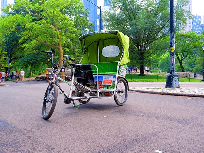 Passeio de pedicab pelo Central Park